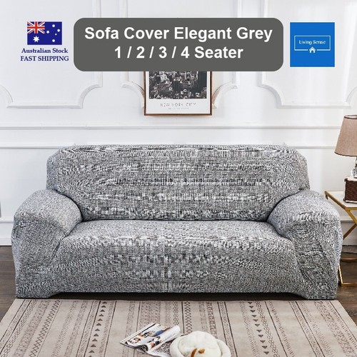 Elegant grey sofa cover - sofa,